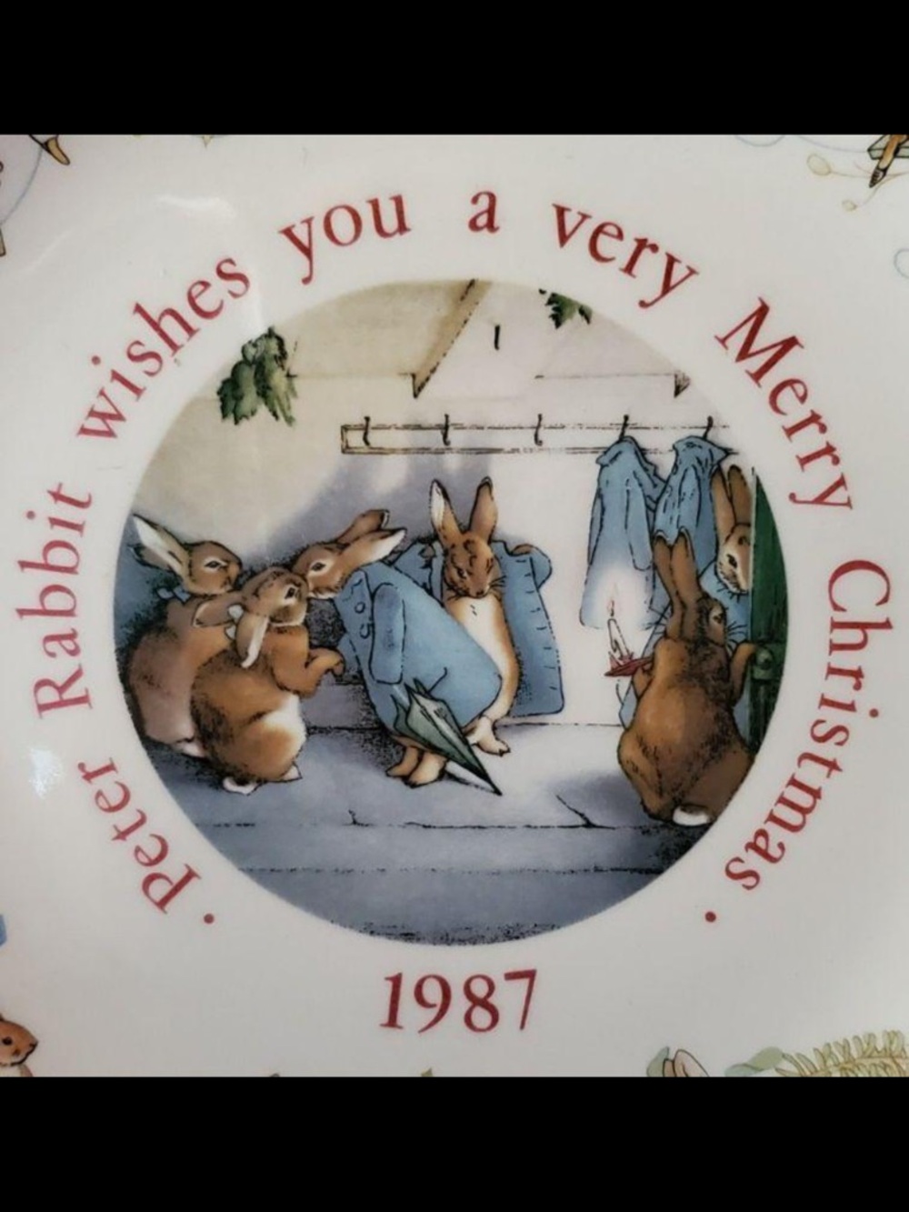 Peter Rabbit 1987 Holiday Decorative Plate - Red and Blue Accent